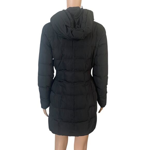 Cole Haan Signature Hooded Puffer Coat Women’s Small Black Quilted Long Down - Picture 12 of 14
